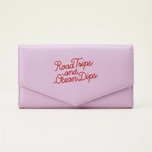 Lavender Script Envelope Wristlet Clutch